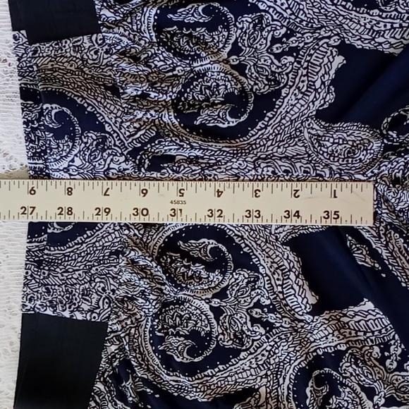 INC International Concepts Petite Paisley Wide Leg Pull On Pants Size P/S Navy - Picture 4 of 11